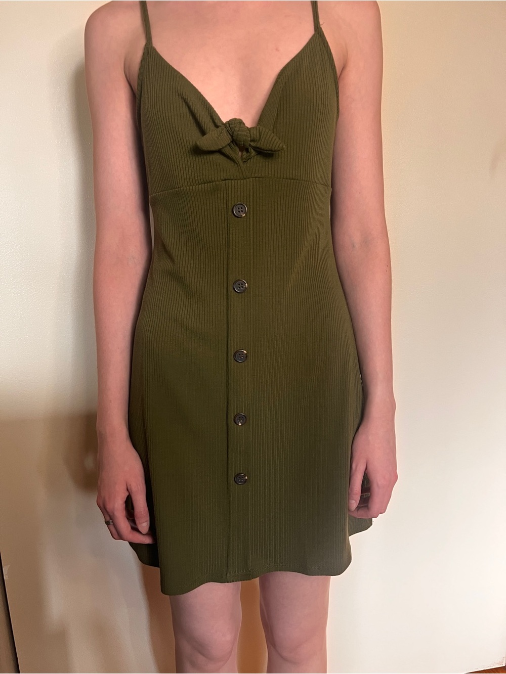 Olive Ribbed Mini Tank Dress